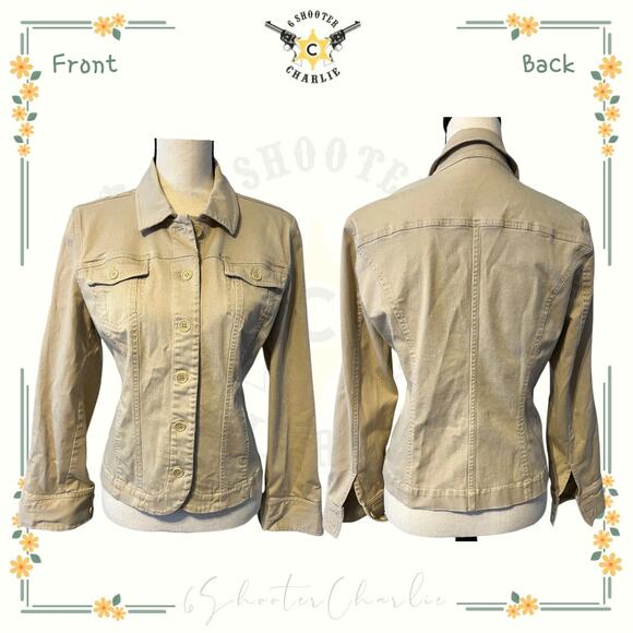 Harold’s Khaki Button Down Blazer With Pockets and Detail Stitching Womens L - Picture 1 of 4